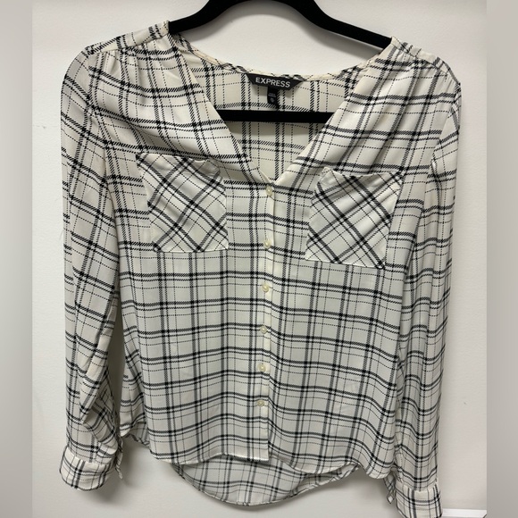 Express black and white print blouse - Picture 1 of 1